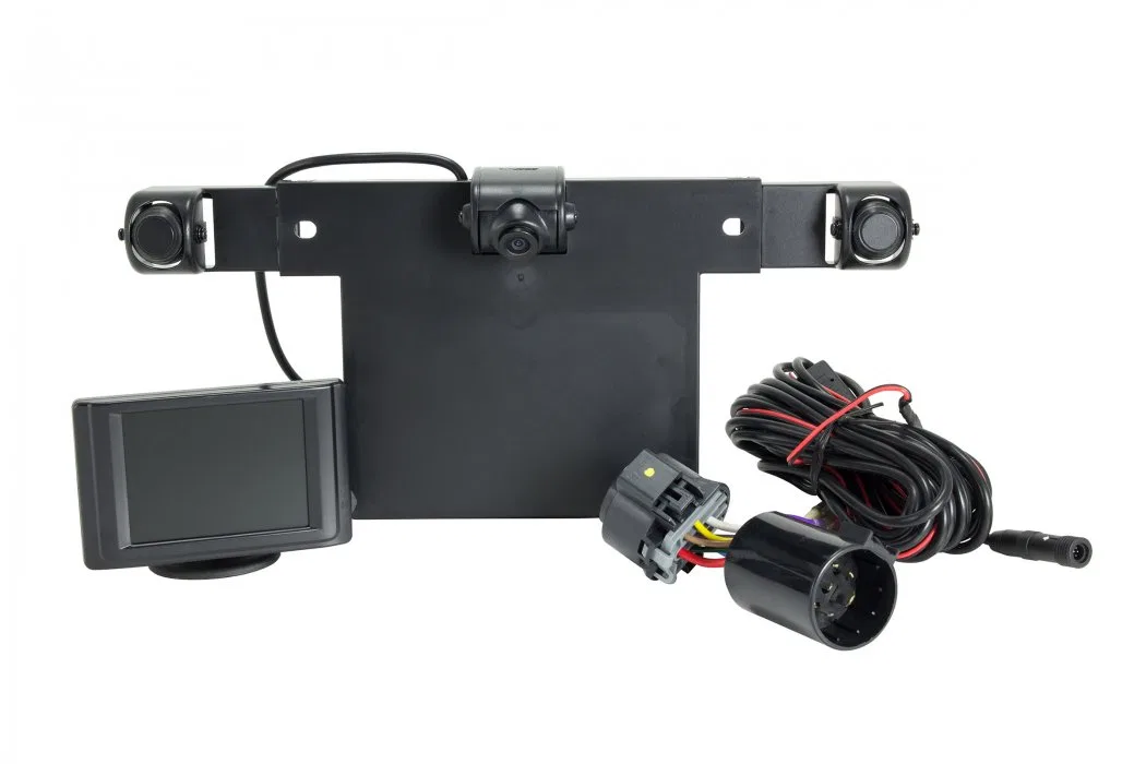 50002 – HOPKINS Backup Camera, Mounts Behind License Plate 3-1/2 Inch Color Monitor 3 Detection Zones/ Distance Meter...